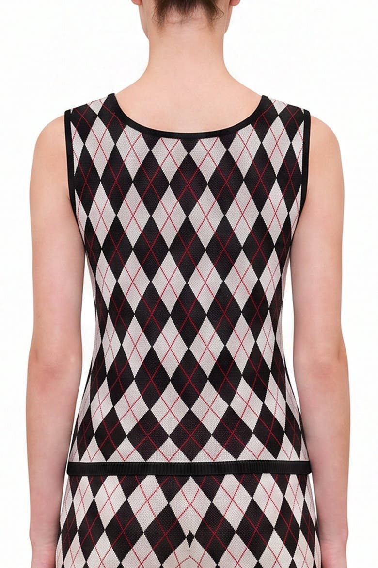 Daydreamers Argyle Sleeveless Knit Top, Alternate, color, BLACK