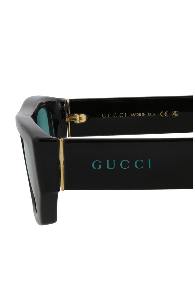 53mm Rectangular Sunglasses, Alternate, color, BLACK BLACK GREEN