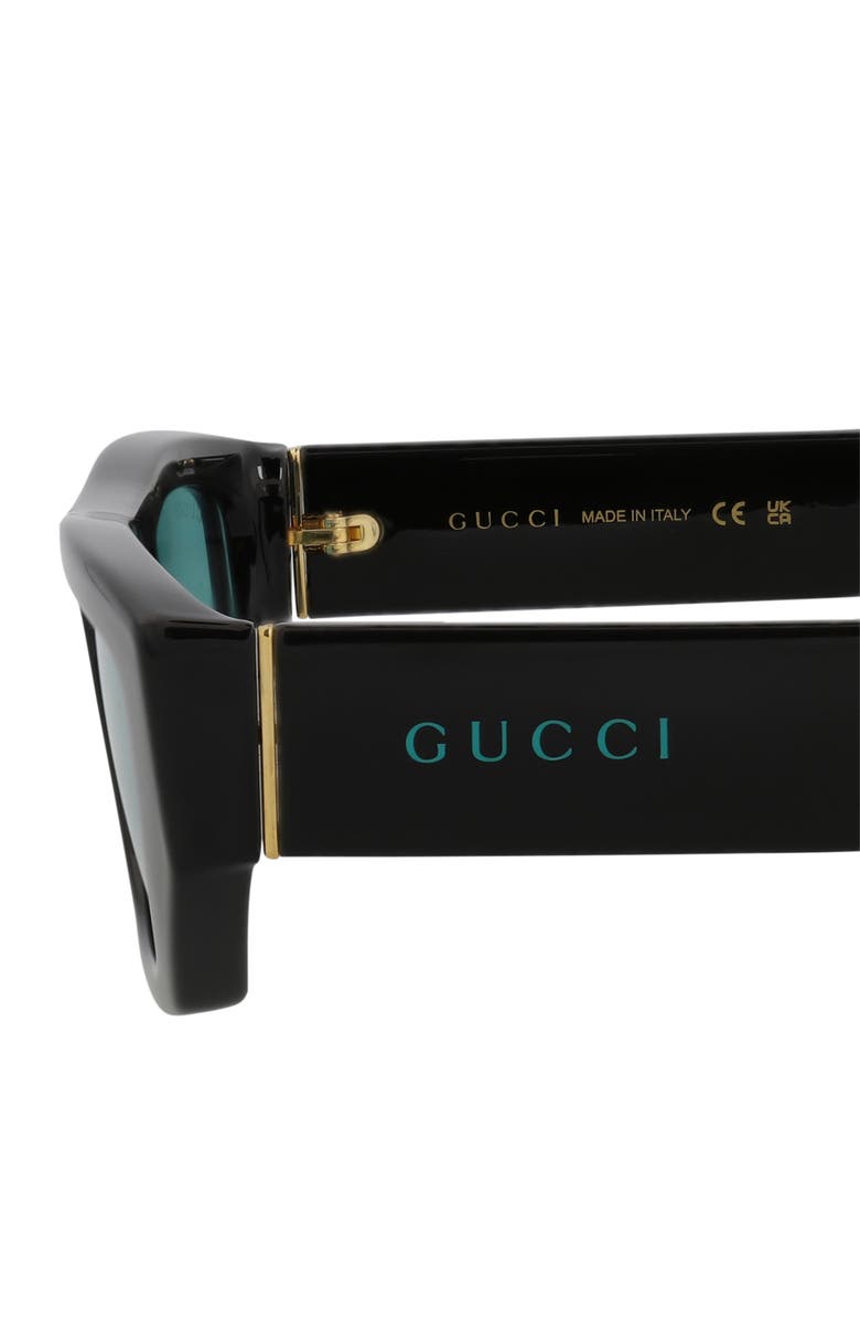 Gucci 53mm Rectangular Sunglasses, Alternate, color, Black Black Green