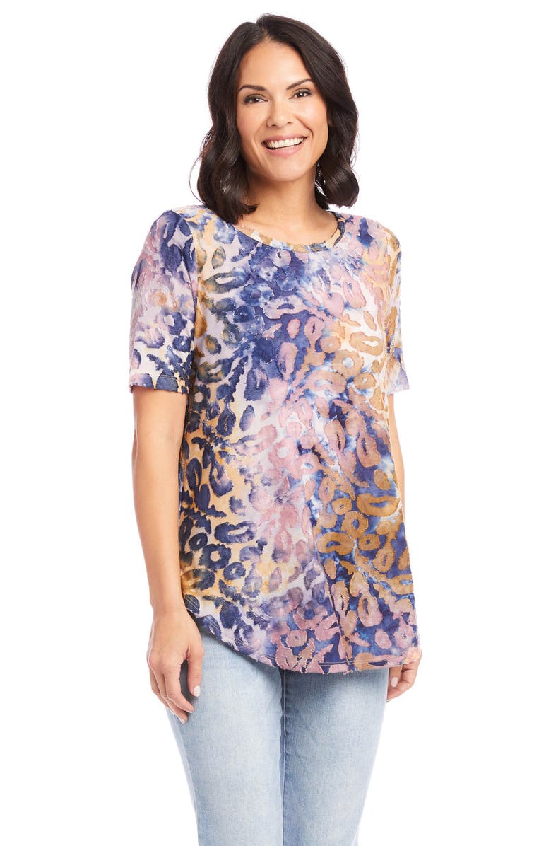 Karen Kane Tie Dye Burnout Shirttail Top, Alternate, color, 