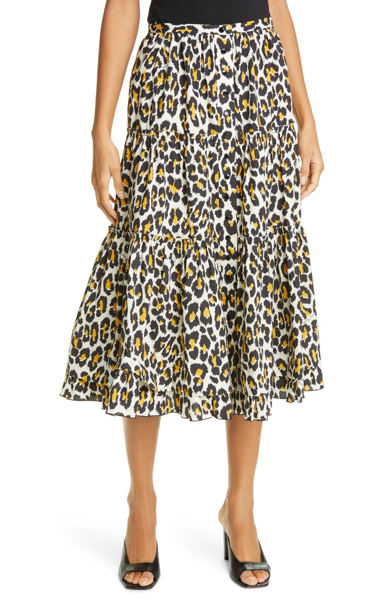 The Marc Jacobs The Prairie Leopard Print Midi Skirt, Main, color, 