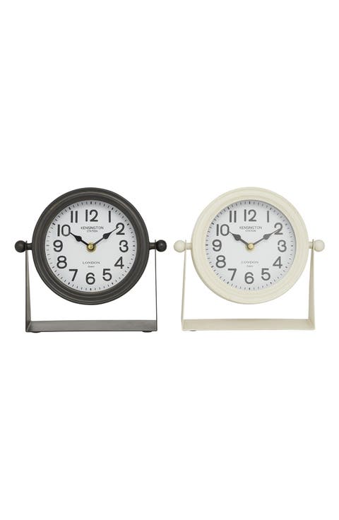 Set of 2 Multicolored Metal Clocks