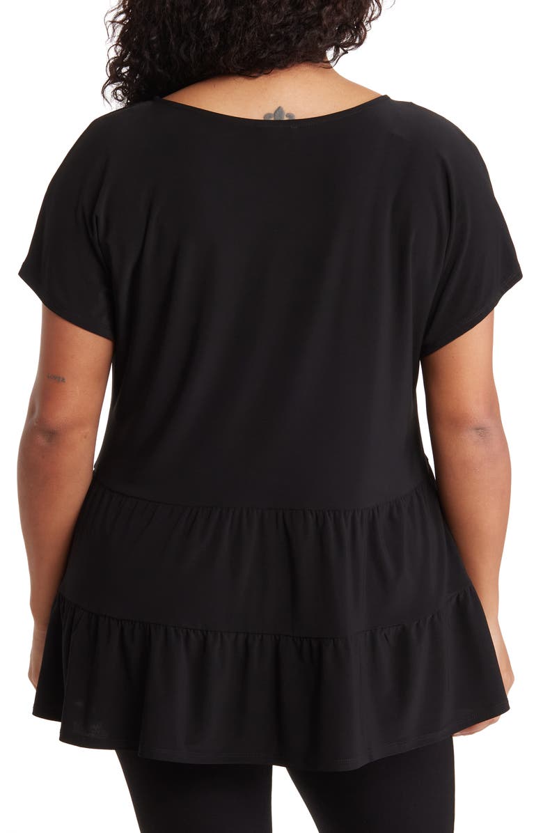 Vince Camuto Three Tier Knit Top, Alternate, color, Rich Black