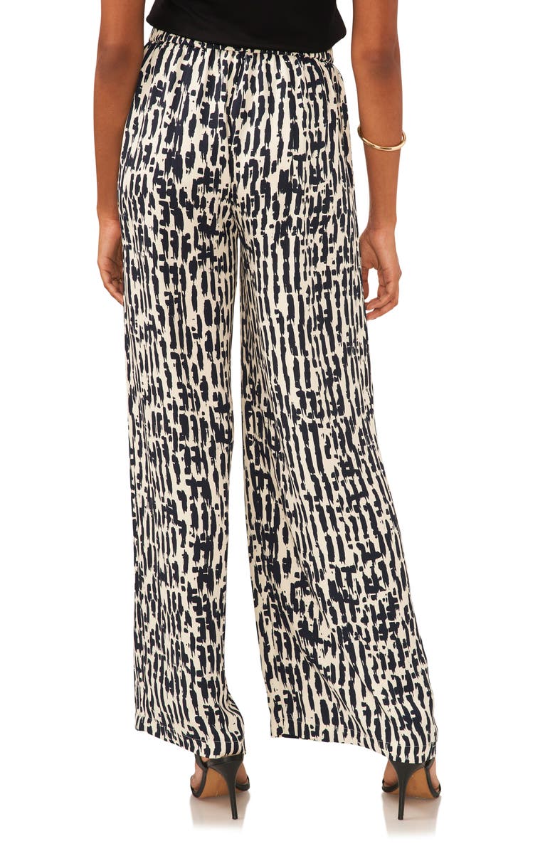 Vince Camuto Abstract Print Flat Front Wide Leg Pants, Alternate, color, Classic Navy