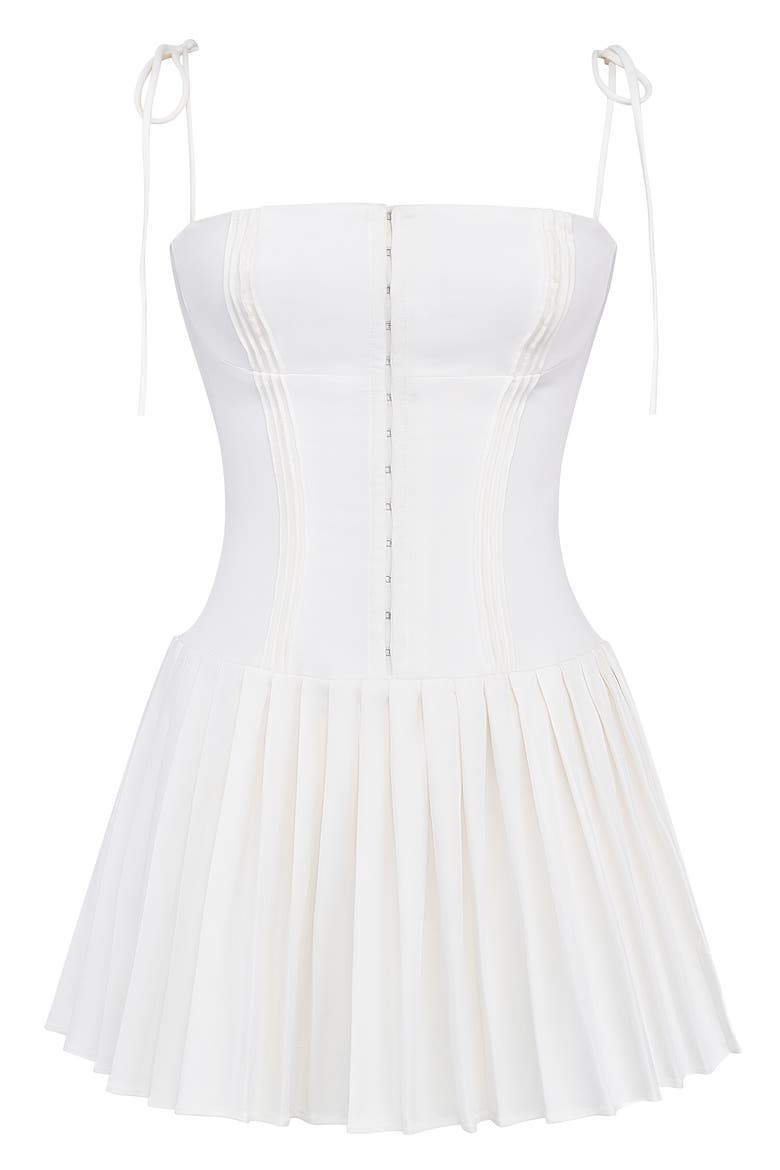 Marcy Pintuck Corset BodiceMinidress, Alternate, color, WHITE