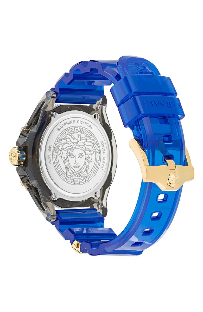 Versace Icon Active Silicone Strap Watch, 42mm, Alternate, color, Black