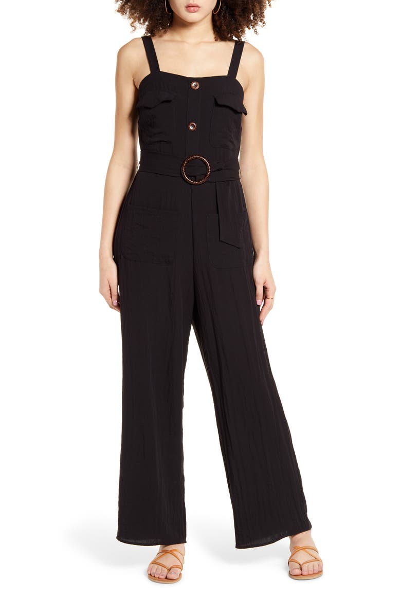 Geneva Sleeveless Jumpsuit, Main, color, BLACK