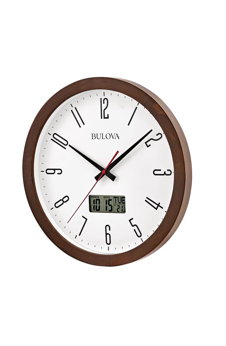 Bulova Clocks Dateline Wall Clock, Alternate, color, Brown