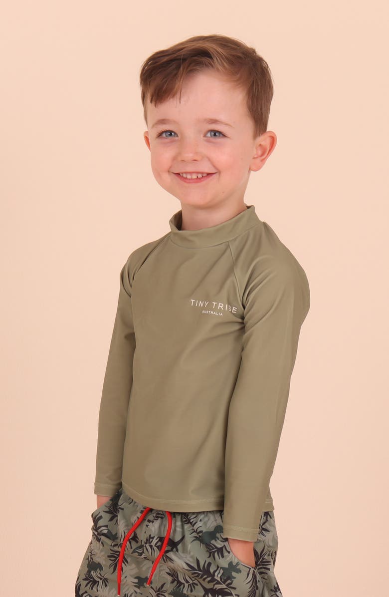 TINY TRIBE Kids Core Long Sleeve Rashguard, Alternate, color, Olive