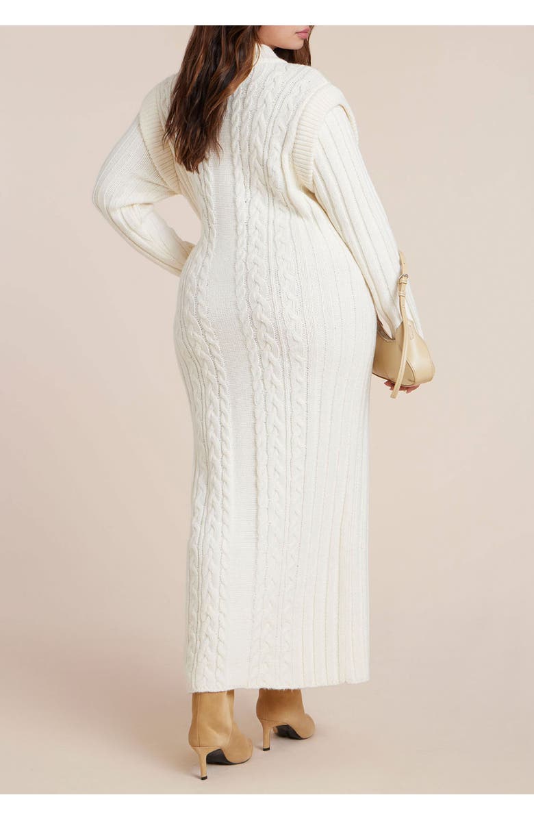 ELOQUII Cable Stitch Sweater Dress, Alternate, color, Coconut Milk