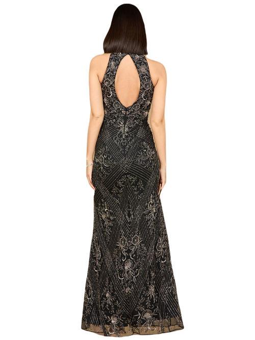 Lara New York Halter Neck Beaded Dress In Black