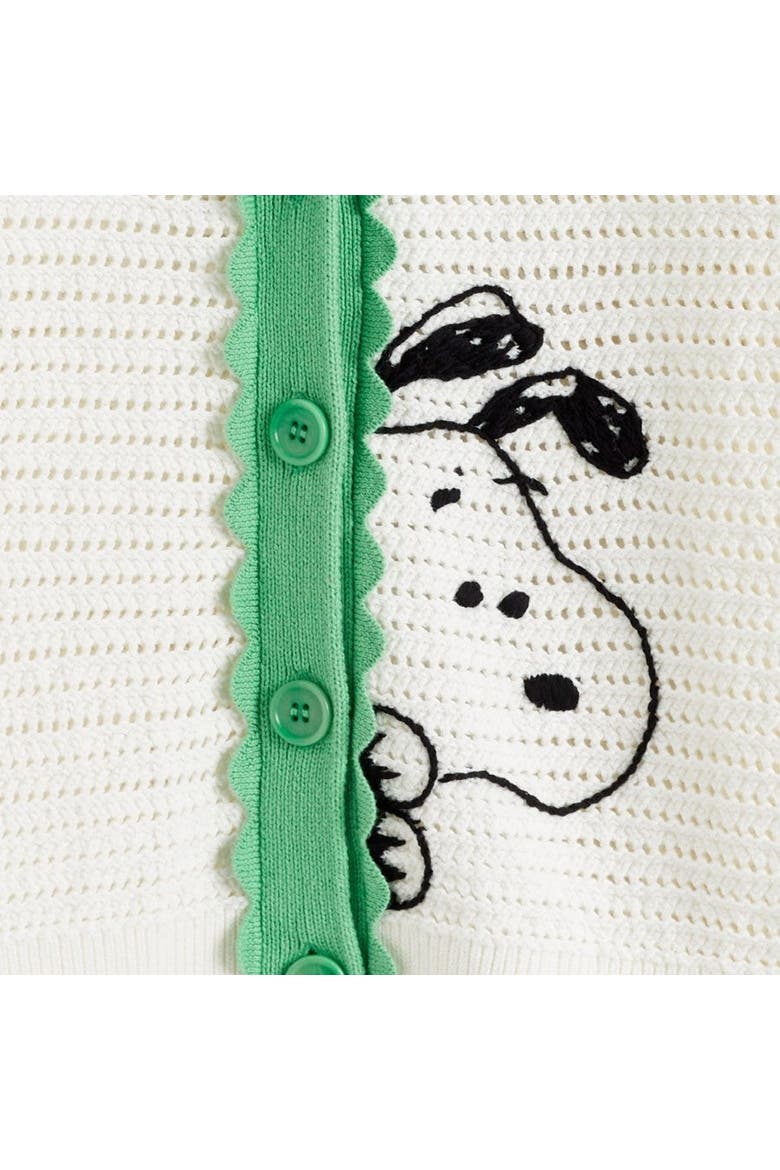 Cotton Snoopy Crochet Peekabo Cardigan, Alternate, color, Cream