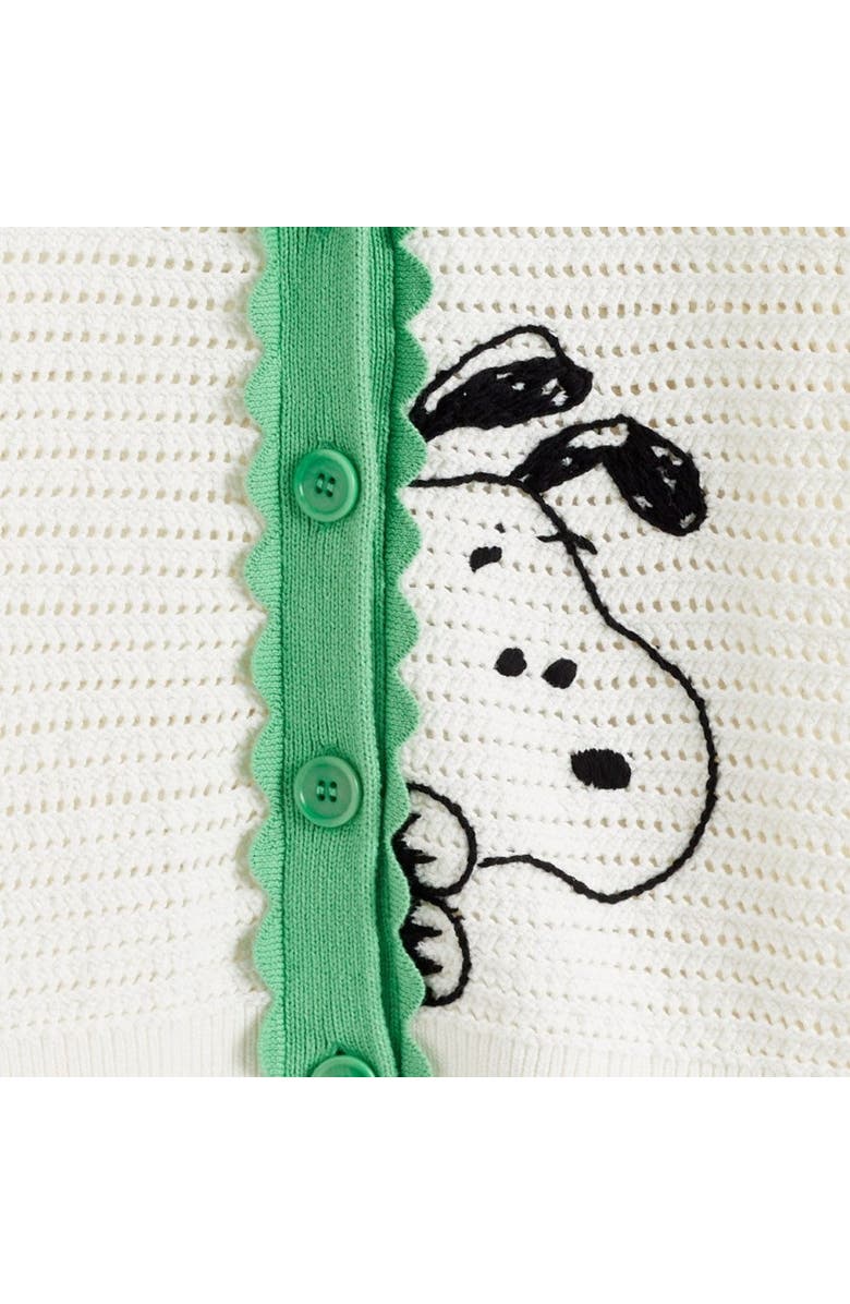 Chinti & Parker Cotton Snoopy Crochet Peekabo Cardigan, Alternate, color, Cream