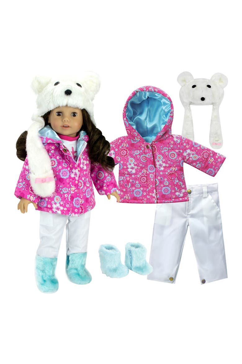 Sophia's 4-Piece Winter Doll Outfit Set, Alternate, color, HOT PINK/ WHITE