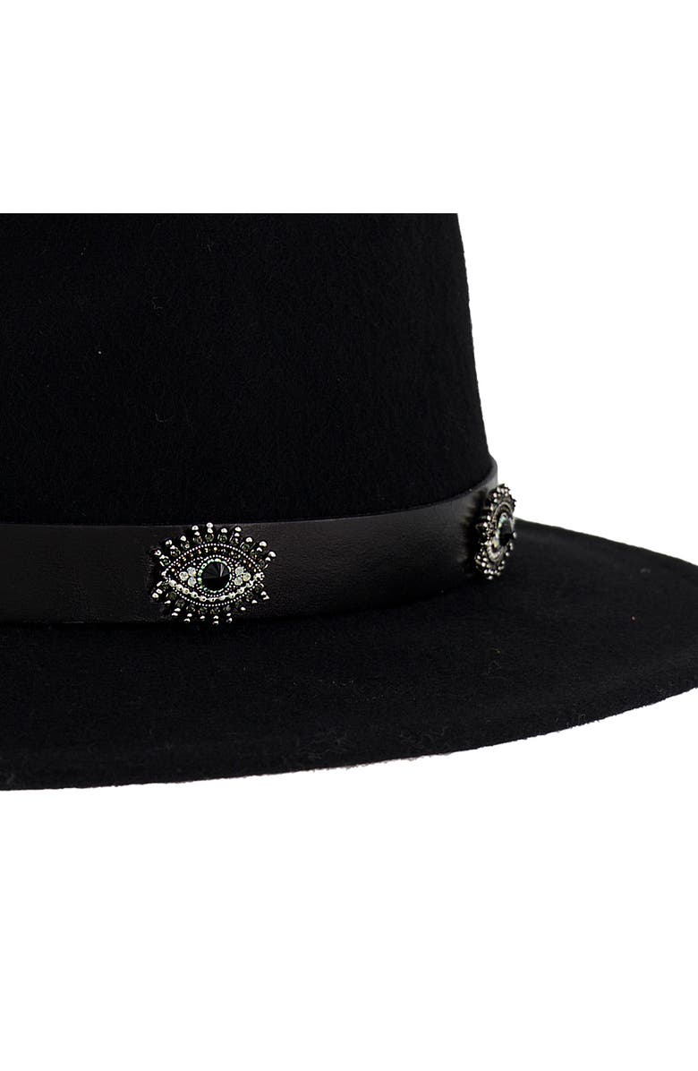 Kurt Geiger London Evil Eye Wool Felt Fedora, Alternate, color, Black