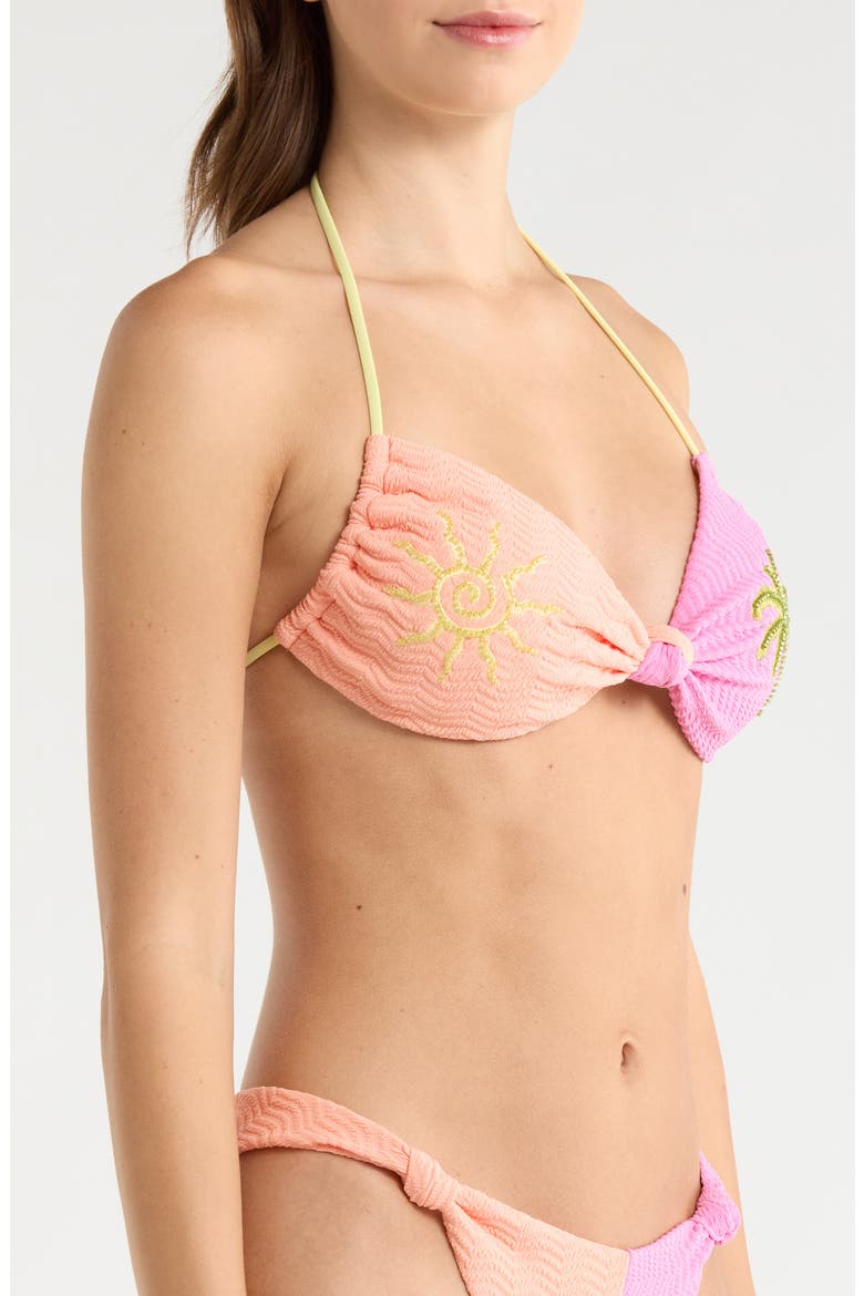 Topanga Textured Bikini Top, Alternate, color, PINK MULTI