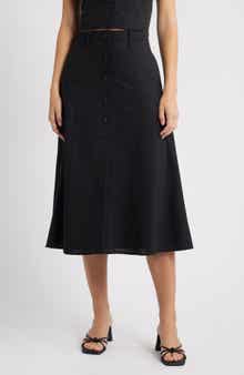 WAYF Cynthia Button-Through Midi Skirt