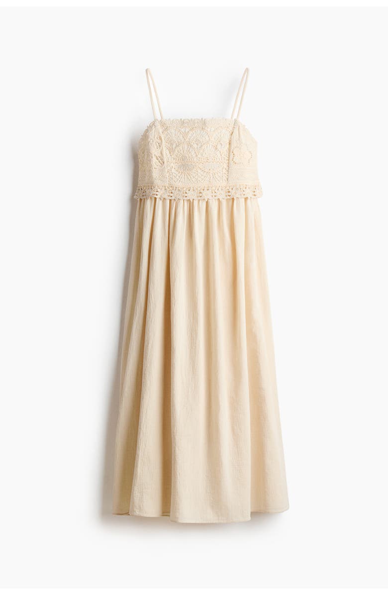 H&M Cotton Strappy Dress, Main, color, Light Beige