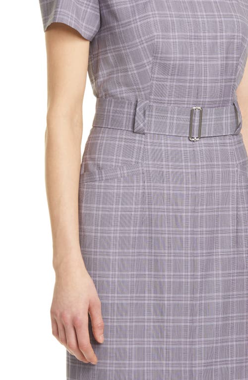 Hugo Boss Danetty Plaid Belted Sheath Dress In Lilac Fantasy