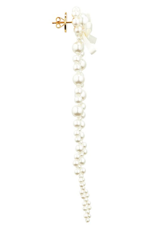 Simone Rocha Petite Bow Detail Faux Pearl Drip Earrings In White