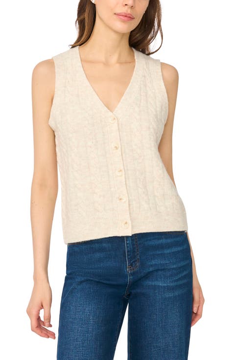 Cable Knit V-Neck Sweater Vest