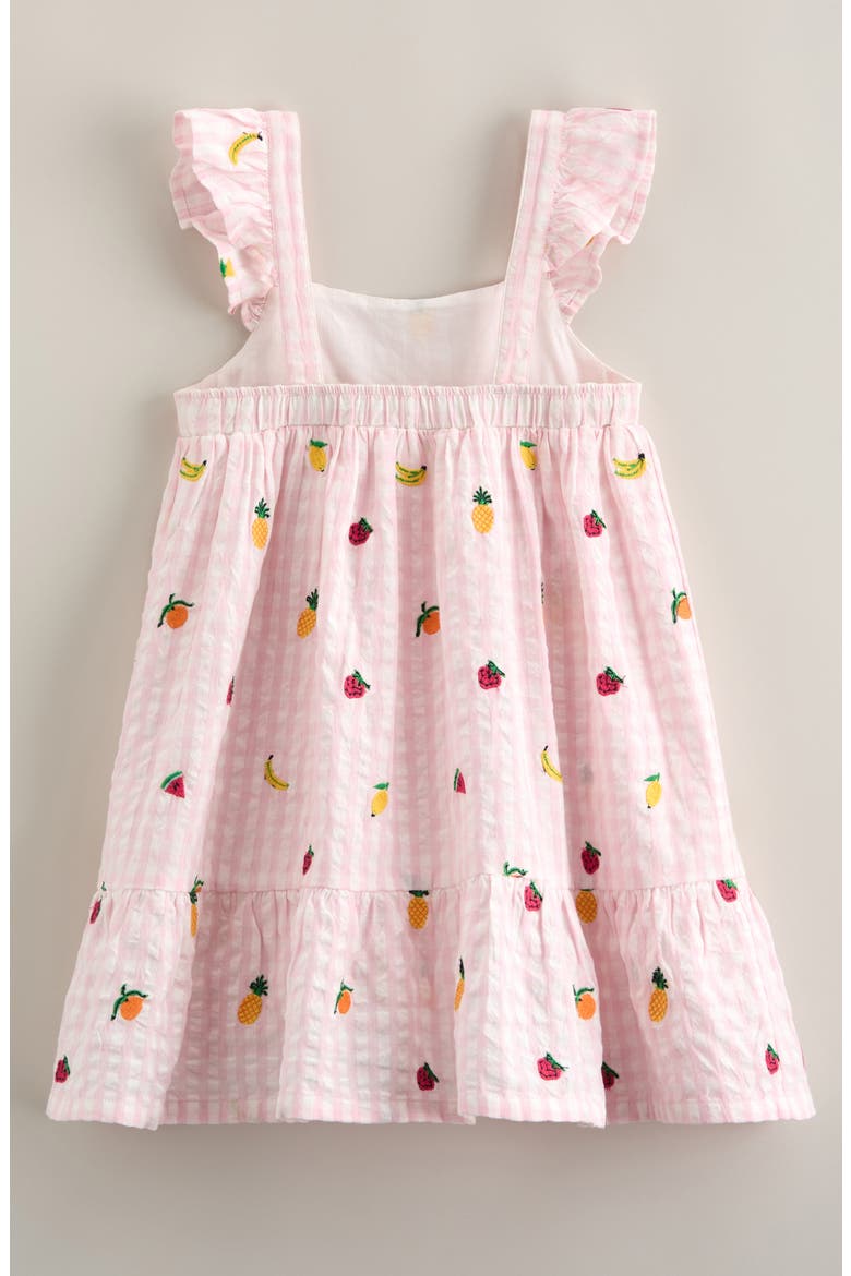 Kids' Pretty Ruffle Seersucker Dress, Alternate, color, PINK TROPICAL FRUIT GINGHAM