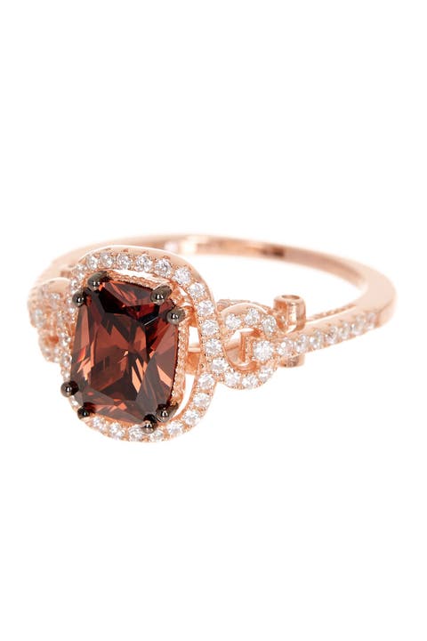 14K Rose Gold Plated Sterling Silver Brown Chocolate CZ Ring