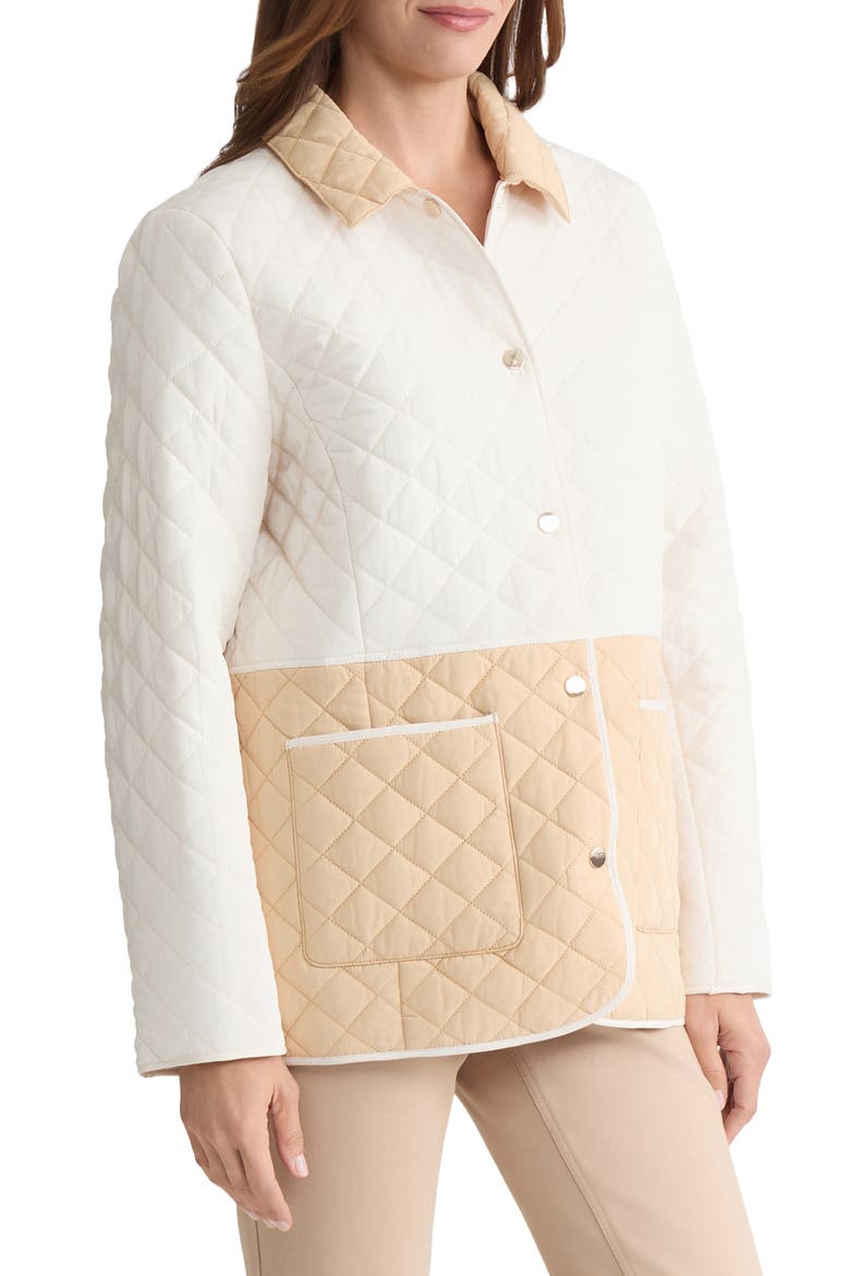 Colorblock Quilted Barn Jacket, Alternate, color, JONES WHITE/ CAFE AU LAIT
