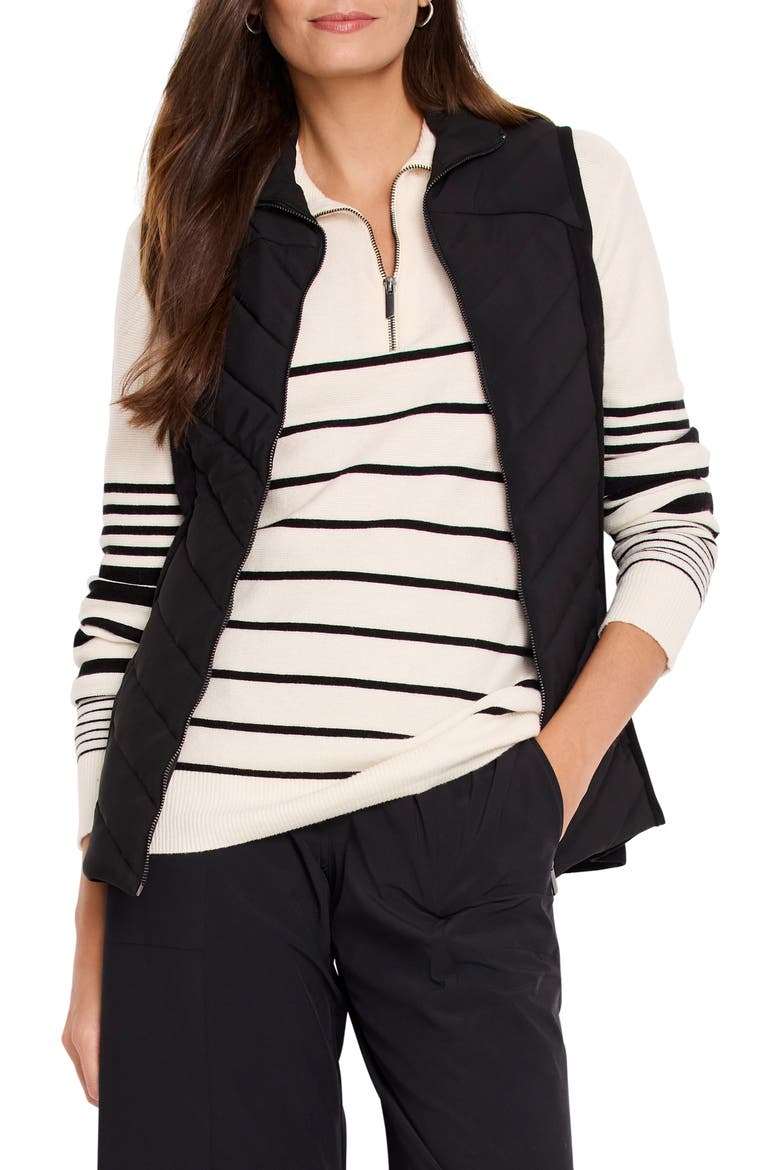 Quilted Mixed Media Jersey Puffer Vest, Main, color, BLACK ONYX