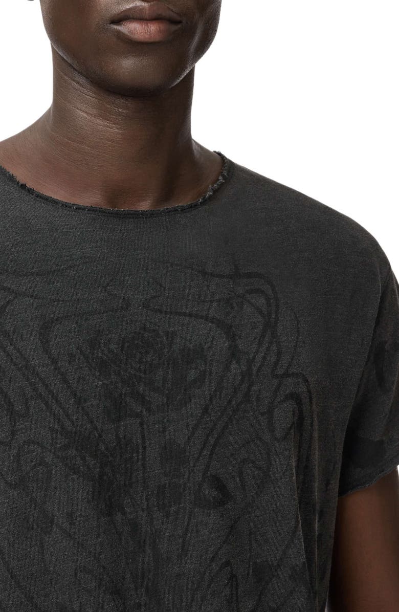 John Varvatos Relaxed Fit Raw Edge Organic Cotton T-Shirt, Alternate, color, Charcoal