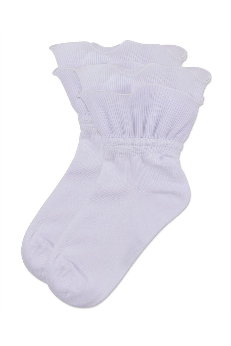 Dual Layer Ruffle Anklet Socks, Alternate, color, White