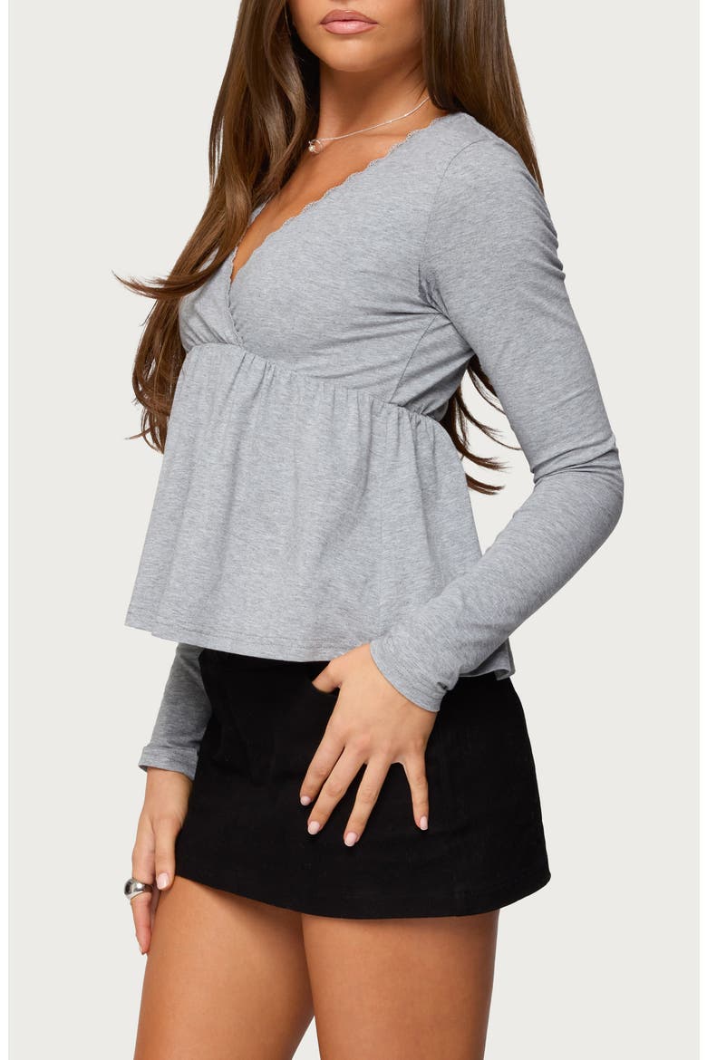 Kenzie Long Sleeve Babydoll Top, Alternate, color, GRAY-MELANGE