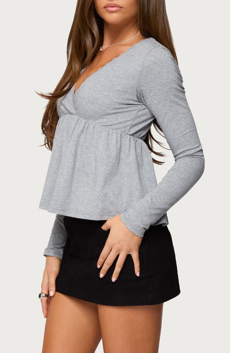 EDIKTED Kenzie Long Sleeve Babydoll Top, Alternate, color, 