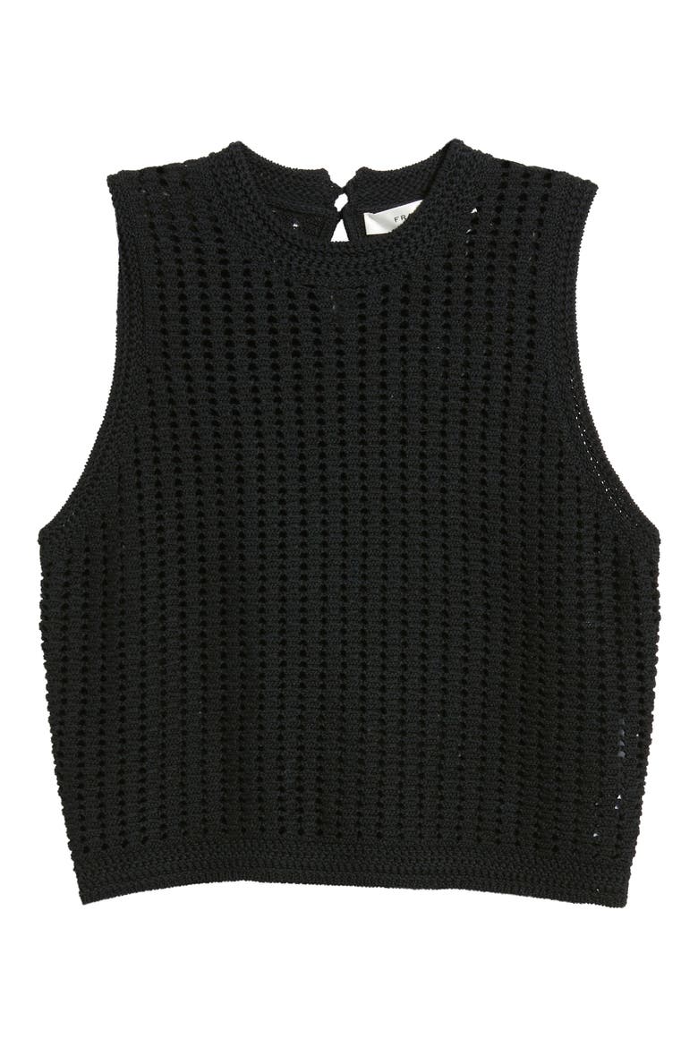 The Crochet Mercerized Cotton Tank, Alternate, color, BLACK