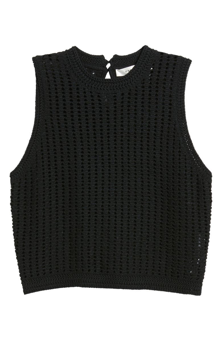 FRAME The Crochet Mercerized Cotton Tank, Alternate, color, Black