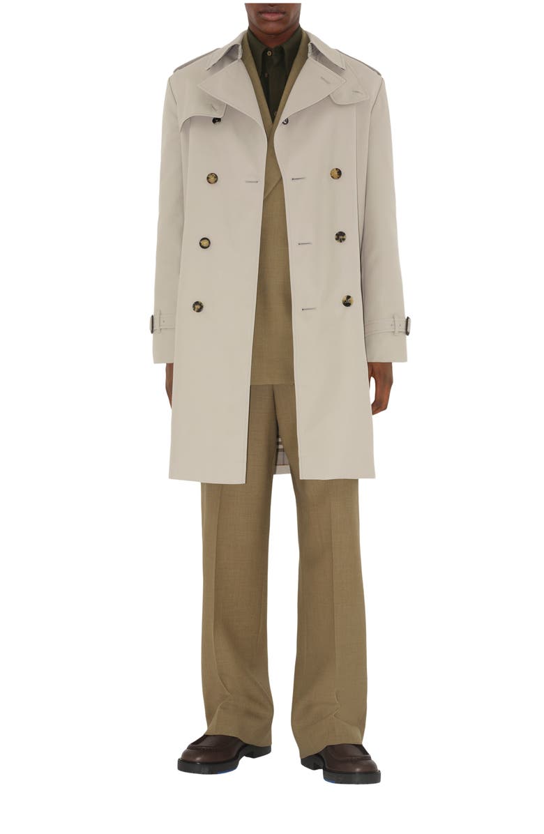 Burberry Long Cotton Blend Trench Coat, Main, color, 