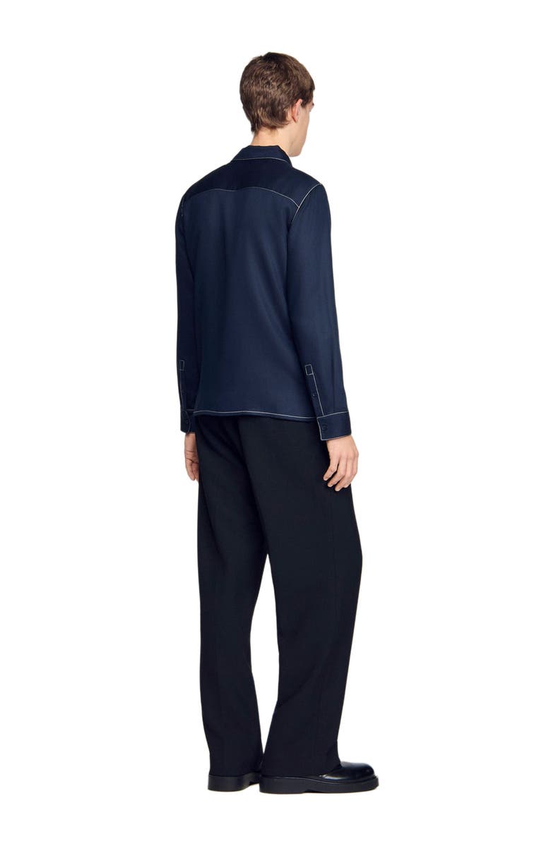 SANDRO Loose-fit zip-up shirt, Alternate, color, Navy Blue