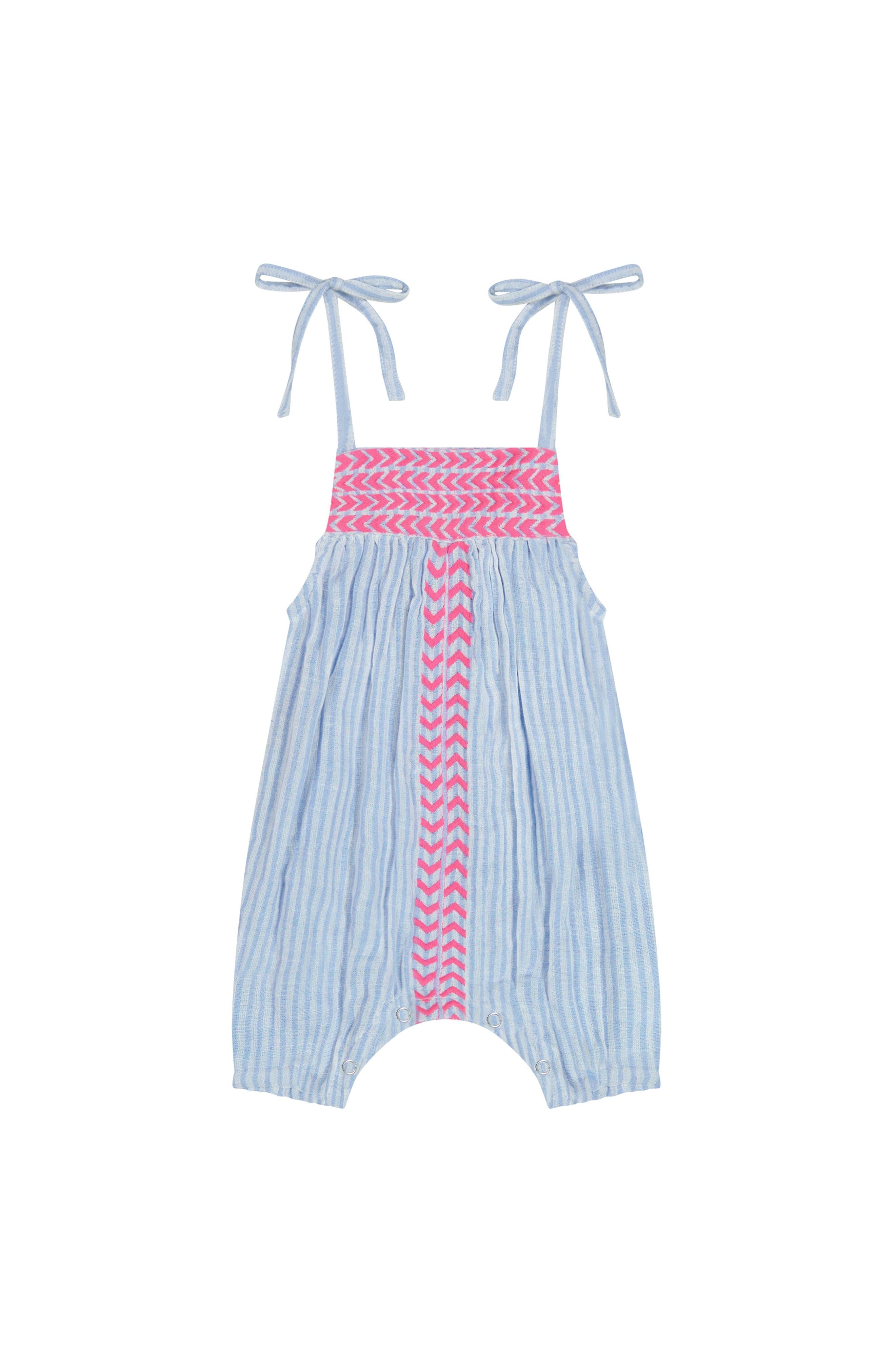 Mer St. Barth Marley Baby Romper Sea Stripe Embroidery | Nordstrom