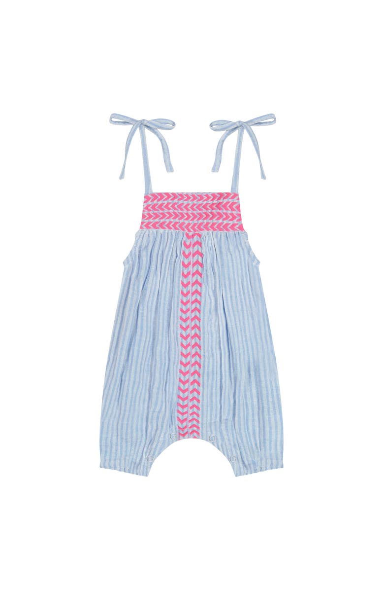Mer St. Barth Marley Baby Romper Sea Stripe Embroidery, Main, color, 