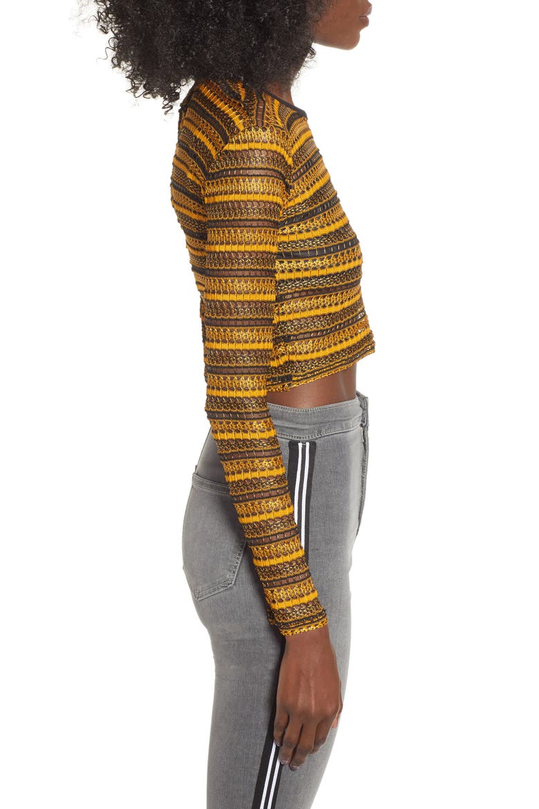 Stripe Lace Crop Top, Alternate, color, YELLOW MULTI
