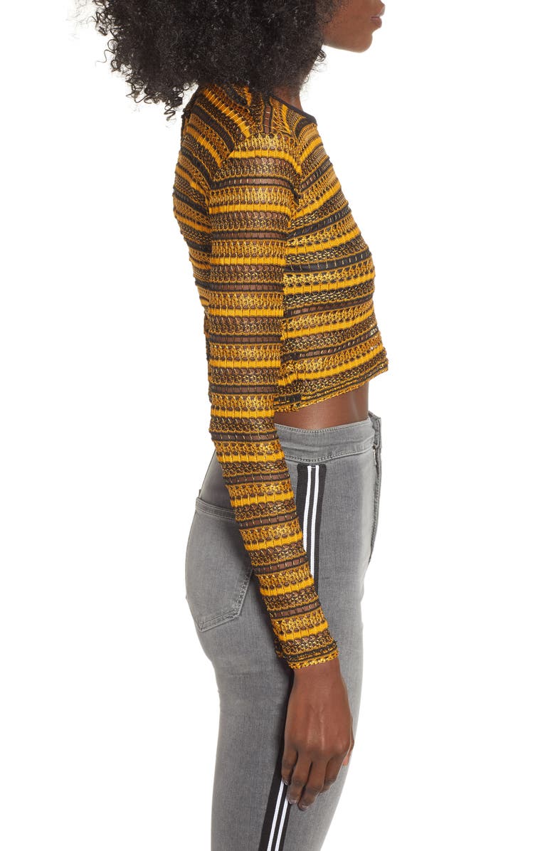 Topshop Stripe Lace Crop Top, Alternate, color,