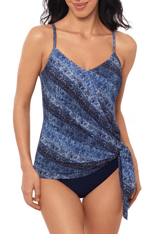 Magicsuit Womens Via Roma Alex Underwire Tankini Top Ruched Bottoms In Blue Multi