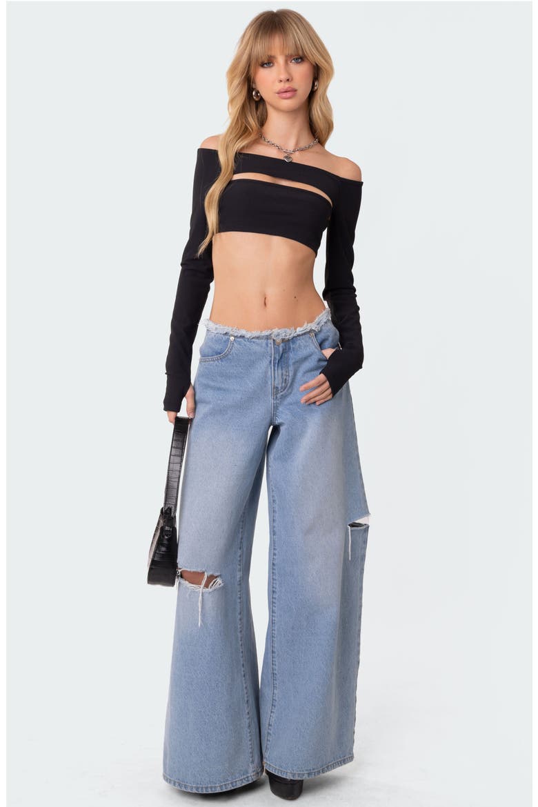 Reign Two-Piece Crop Rib Shrug & Bandeau Top, Alternate, color, BLACK
