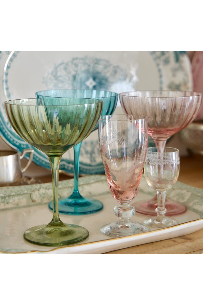 Sens Set/6 coupe glasses, Alternate, color, Bottle green