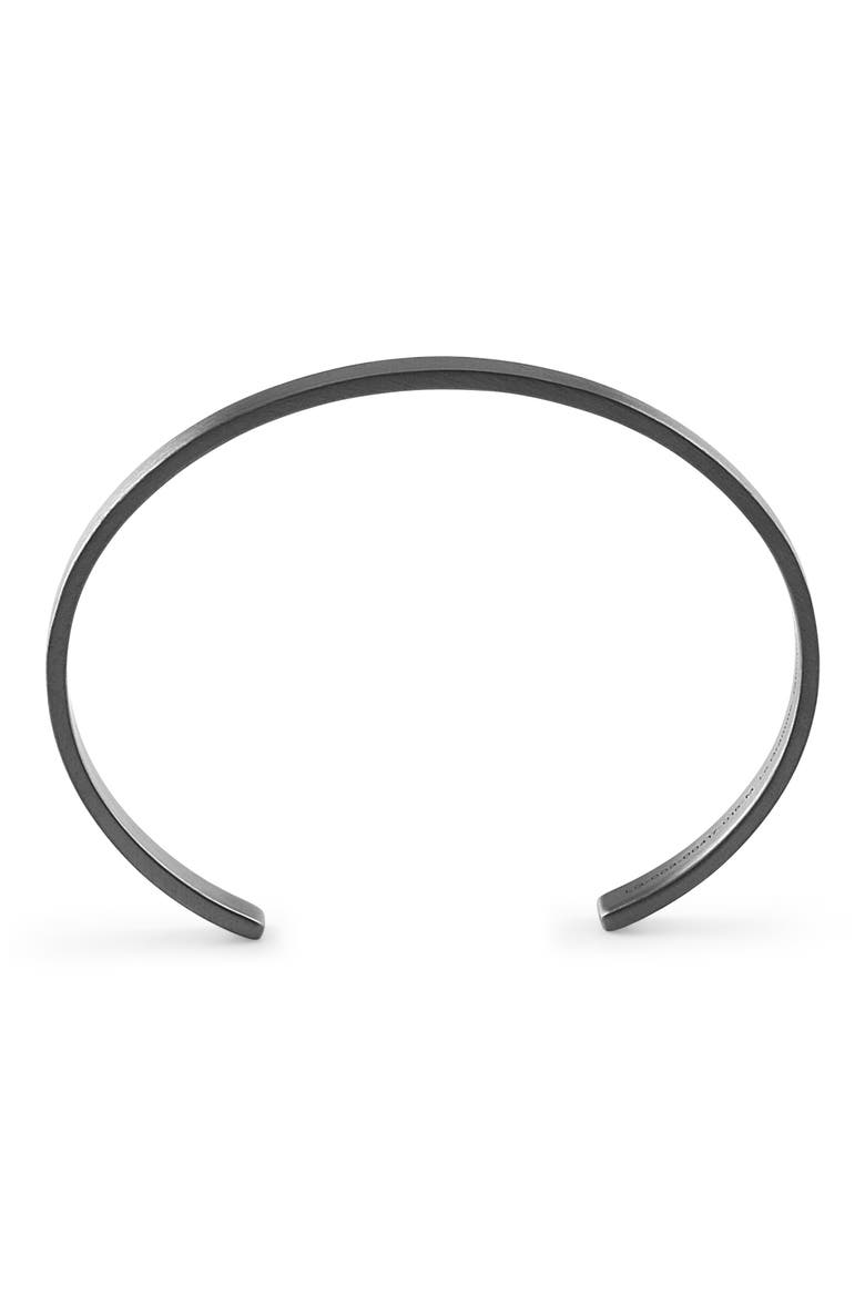 Men's 21G Brushed Sterling Silver Ribbon Cuff Bracelet, Alternate, color, BLACK SILVER
