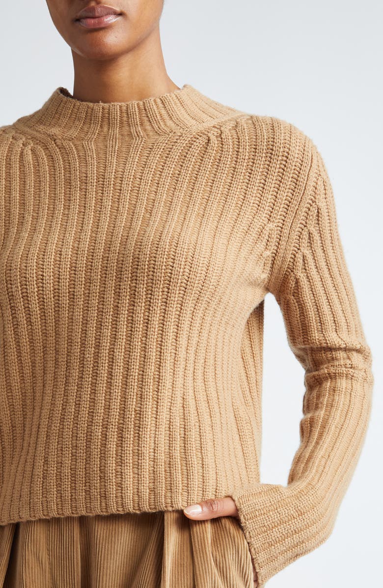 Max Mara Aloa Wool & Cashmere Funnel Neck Sweater, Alternate, color, Camel