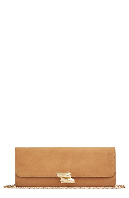 Lk Bennett Florence Curve Flap Leather Clutch In Trench