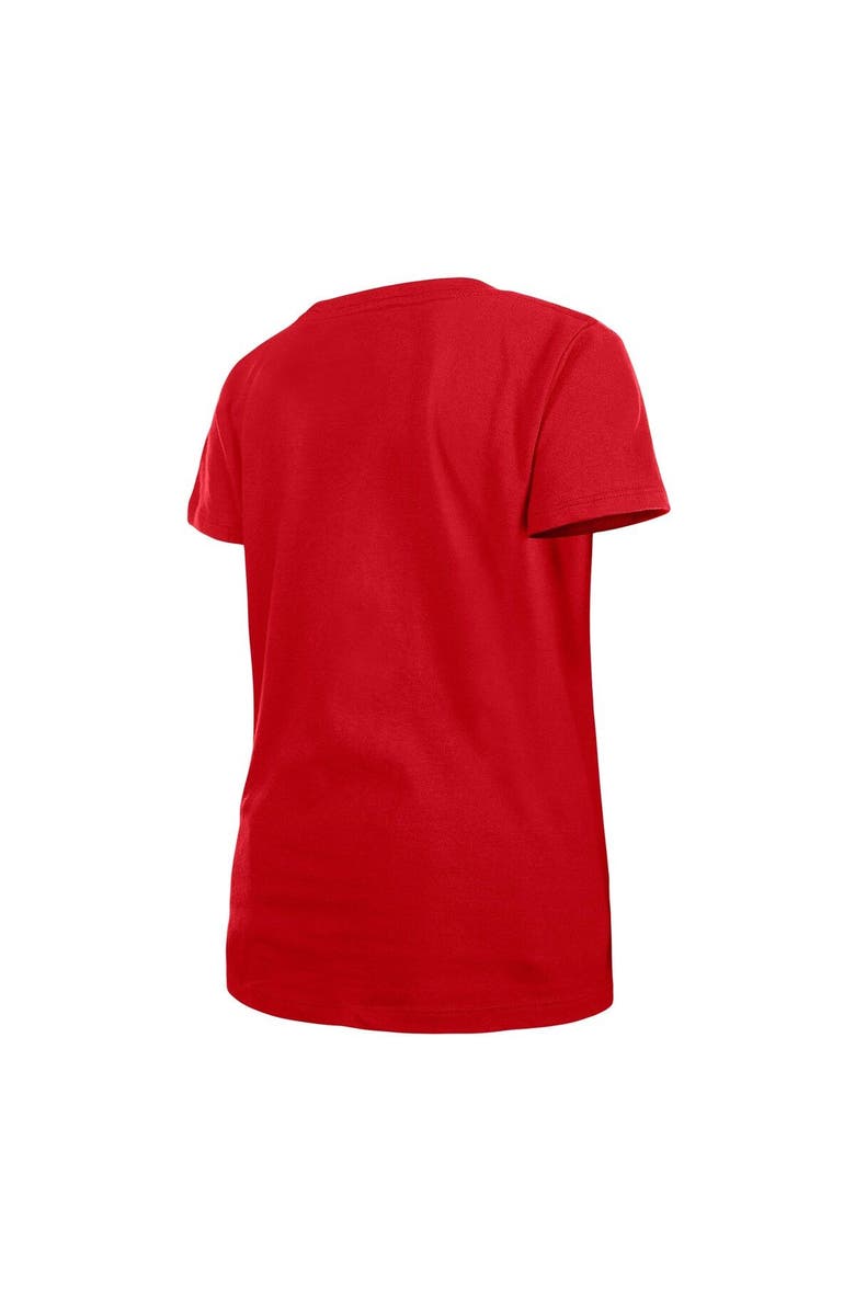 New Era Girls Youth New Era Red Washington Nationals Flip Sequin Team V-Neck T-Shirt, Alternate, color, Red