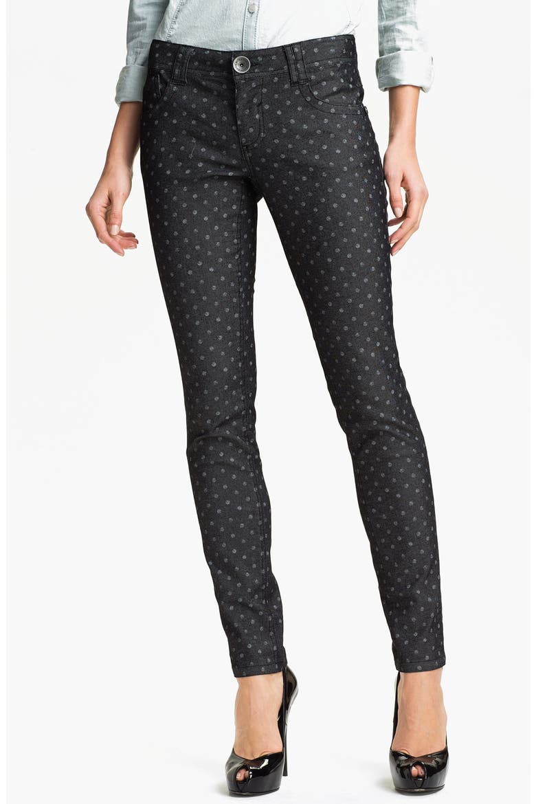 Dot Print Skinny Jeans (Nordstrom Exclusive), Main, color, BLACK