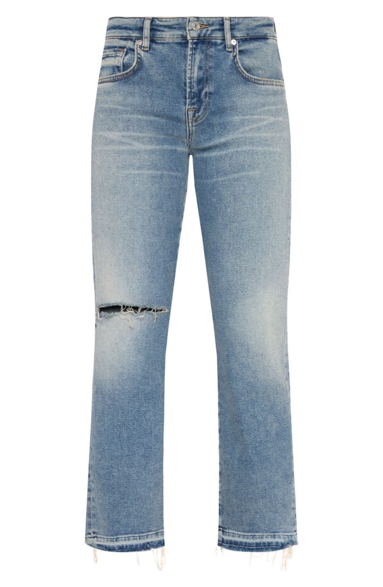 7 For All Mankind Calie Ripped Mid Rise Ankle Straight Leg Jeans, Alternate, color, Shore Break